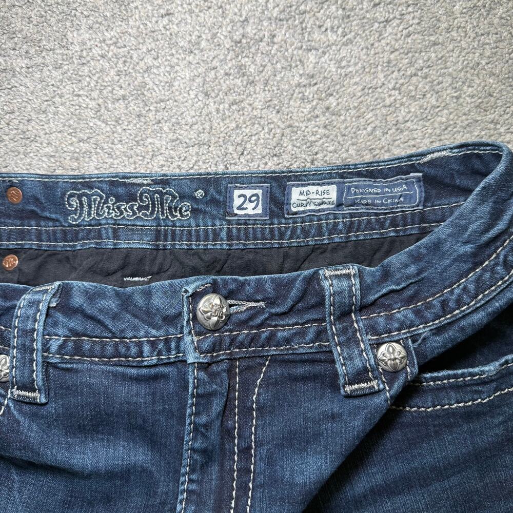 Miss Me Y2K Embroidered Curvy Shorts Women Size 29 Denim Blue Casual - Picture 5 of 7